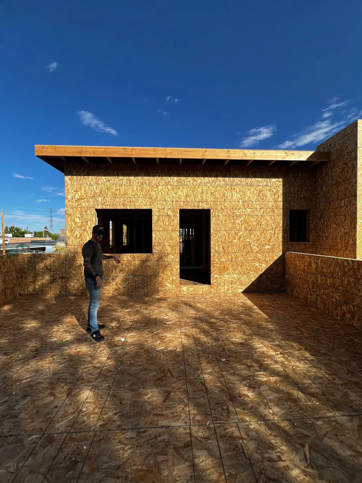 Backyard ADU framed and sheathed during construction in Golden, CO