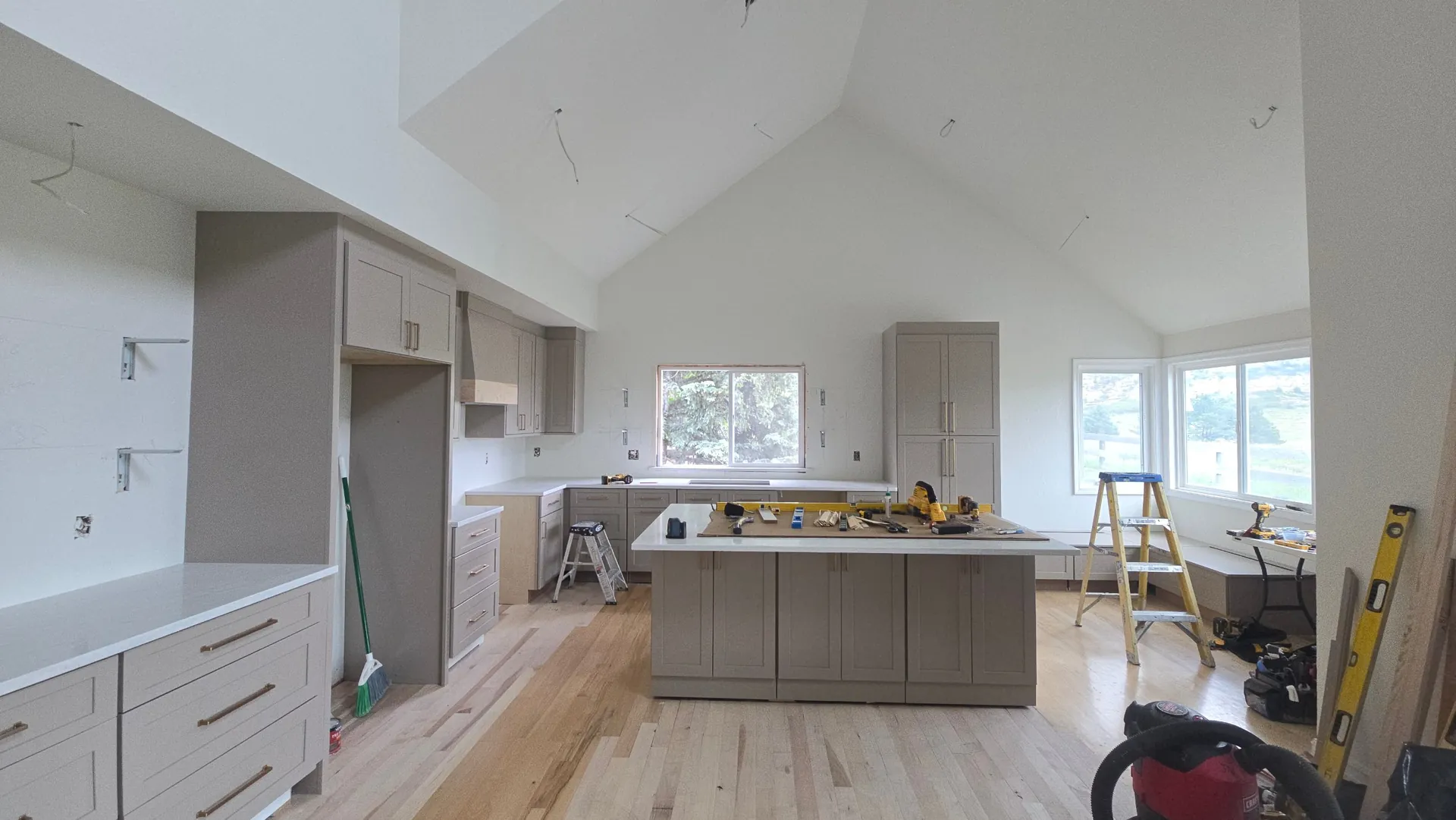 Quartz countertops installed on a new kitchen island in Golden, CO