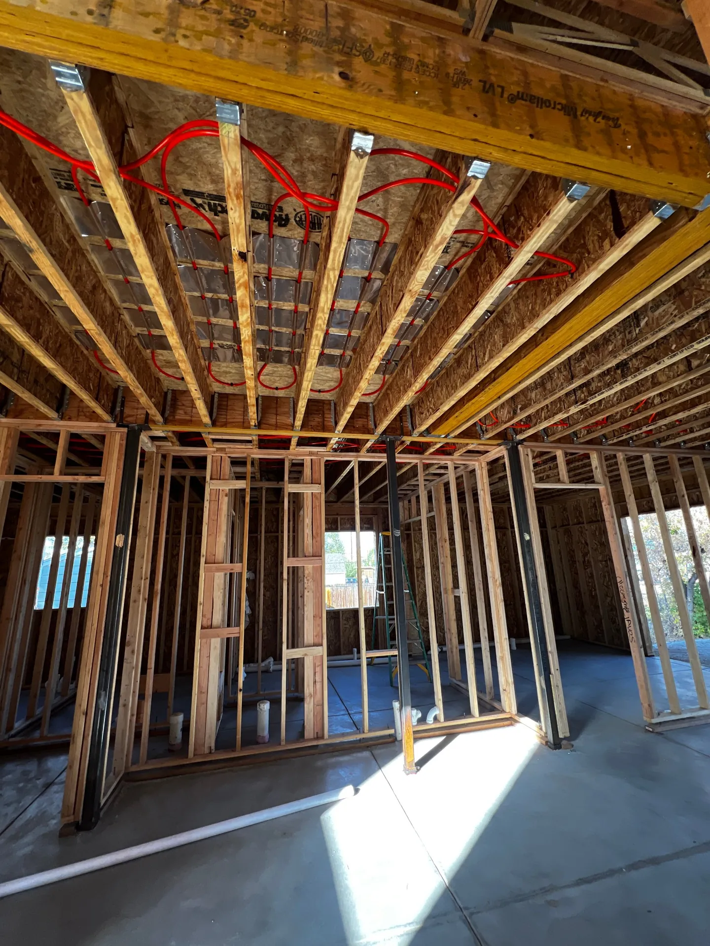 Radiant floor heating tubing installed under the subfloor in Golden, CO
