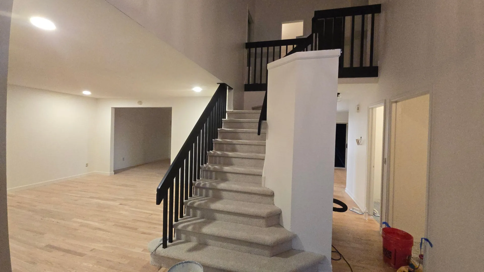 Staircase and railing update in progress during a home remodel in Golden, CO