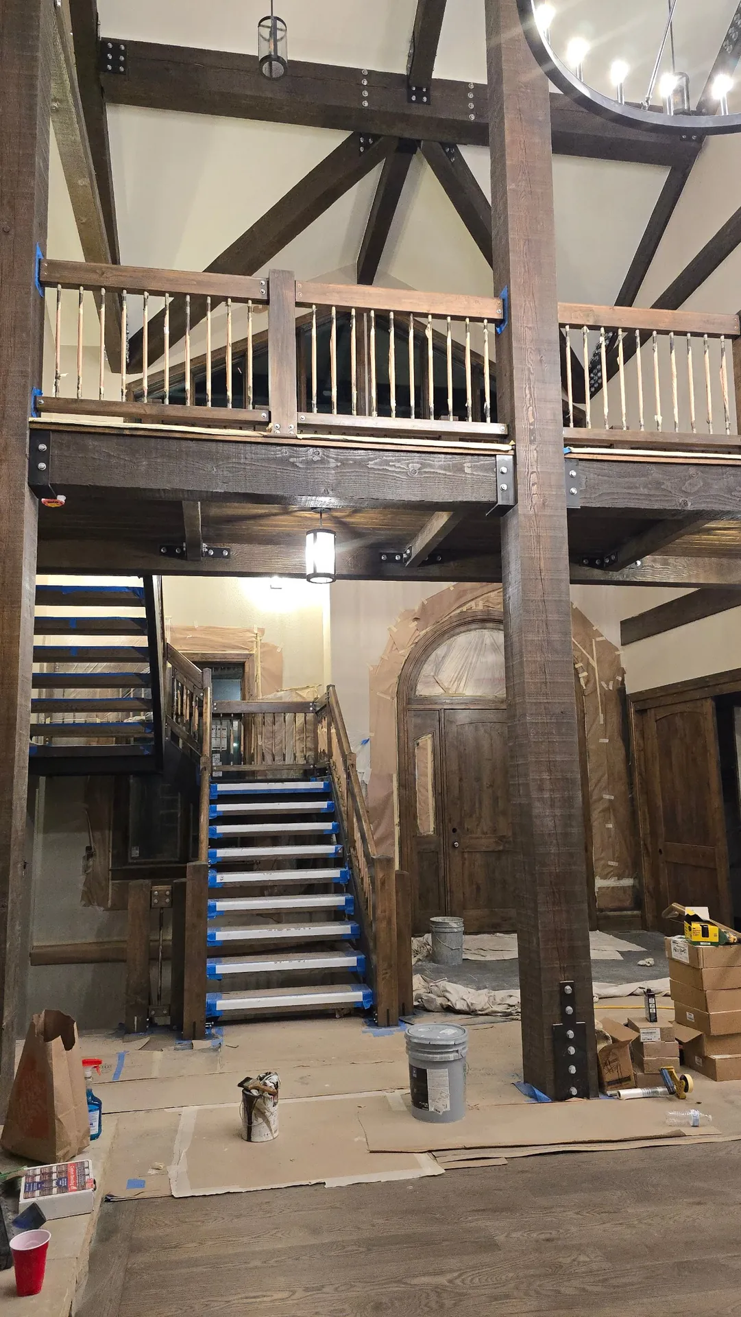 Timber beam framing like that used for a covered deck roof in Golden, CO
